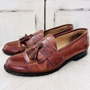 Johnston & Murphy Brown Leather Kiltie Tassel Loafers Dress Shoes - Men 8.5M